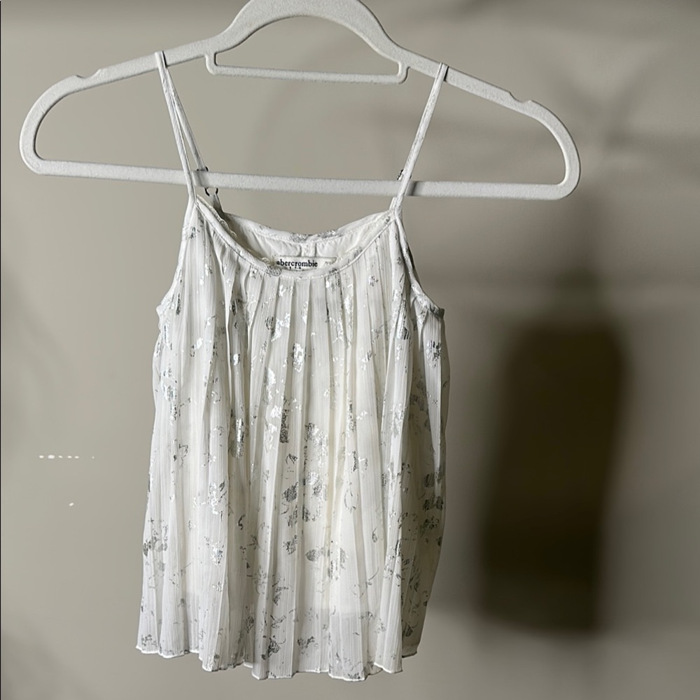 Abercrombie Kids Cream Pleated Spaghetti Strap Top